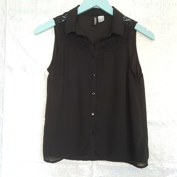 H&M Divided Sheer Button Down Blouse - Picture 1 of 3
